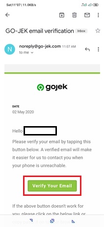 email verifikasi gopay